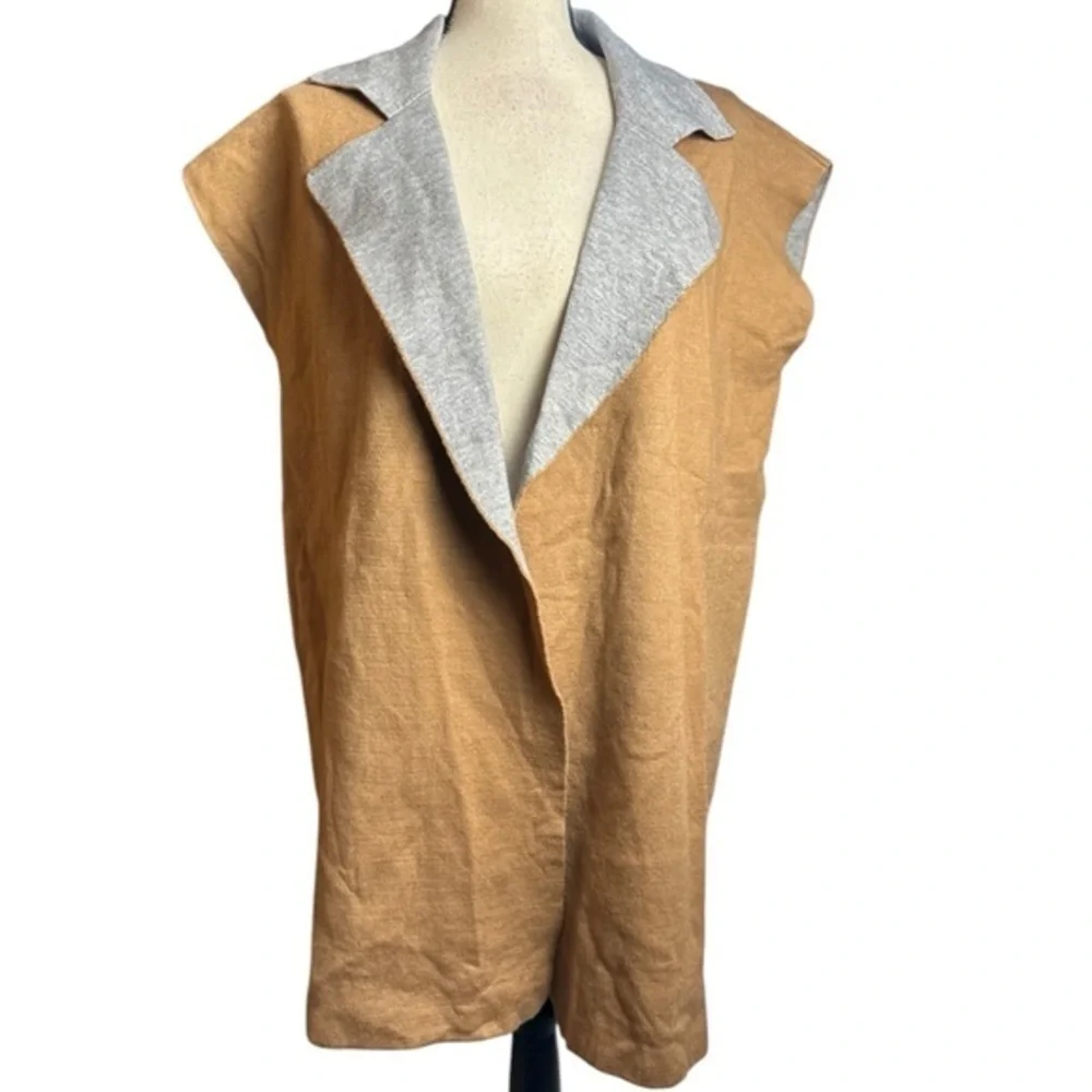 Bobeau Brown Gray Open Vest Sleeveless Top Medium